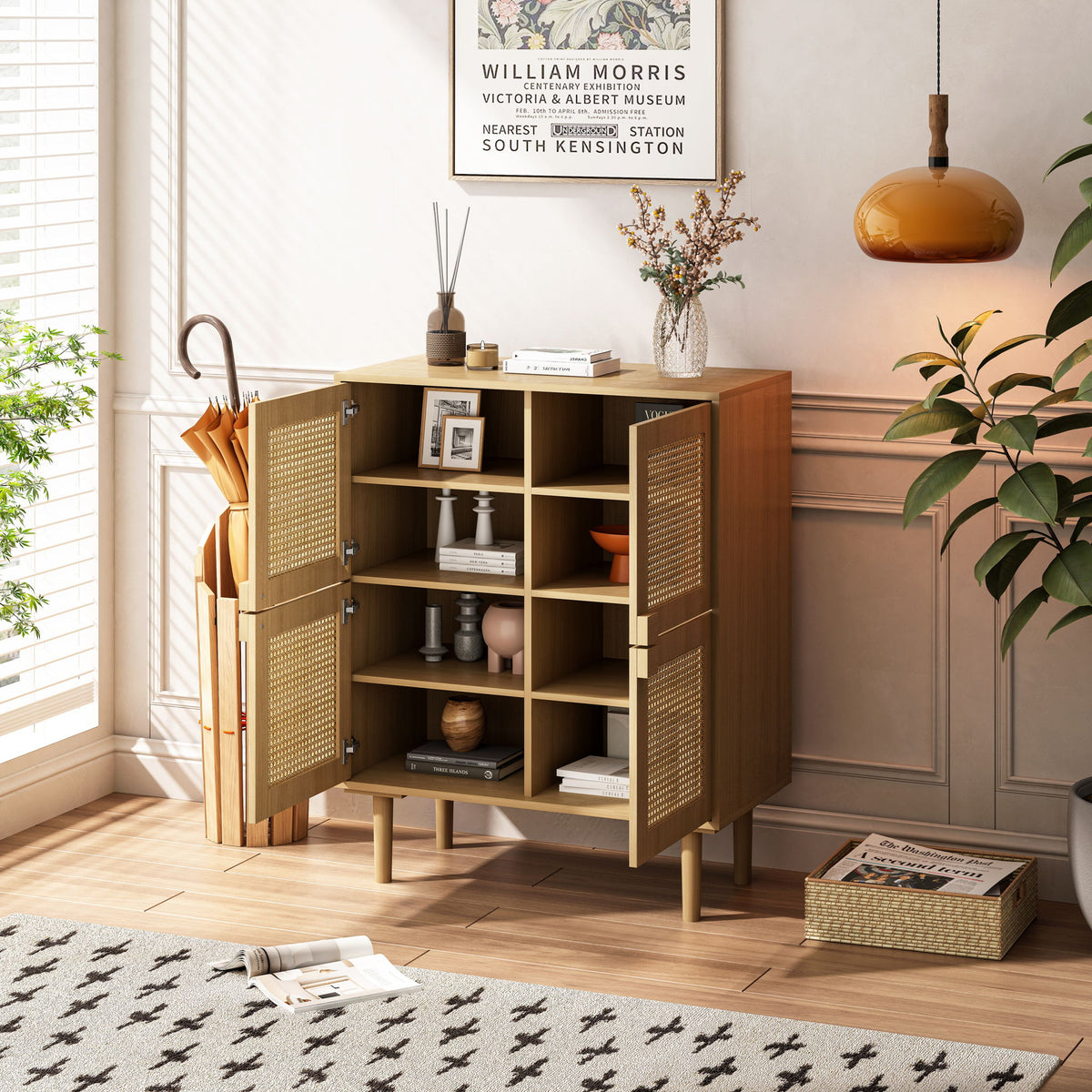 4 Door Storage Cabinet With 8 Shelves