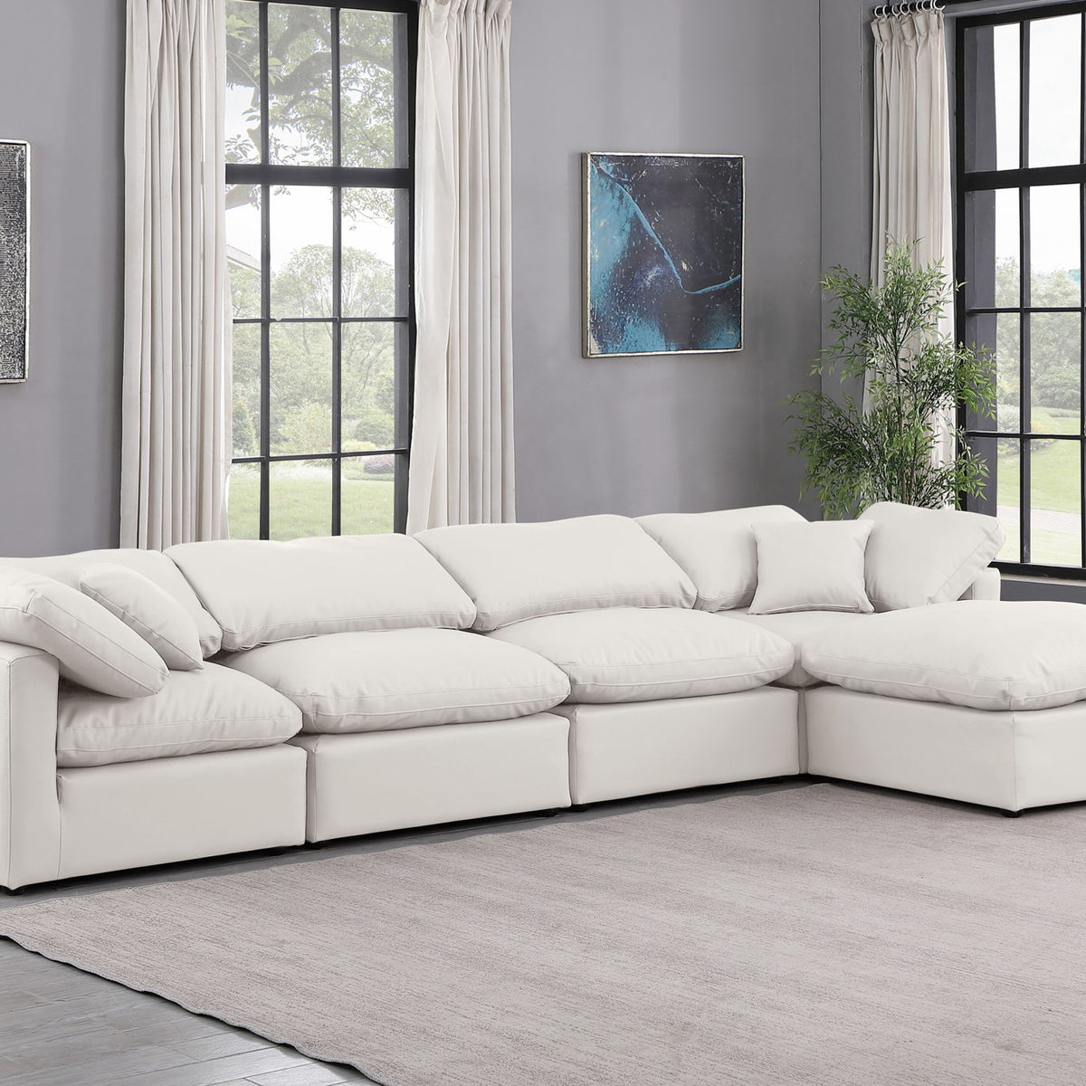 Indulge - Faux Leather 5 Piece Modular Sectional With Chaise