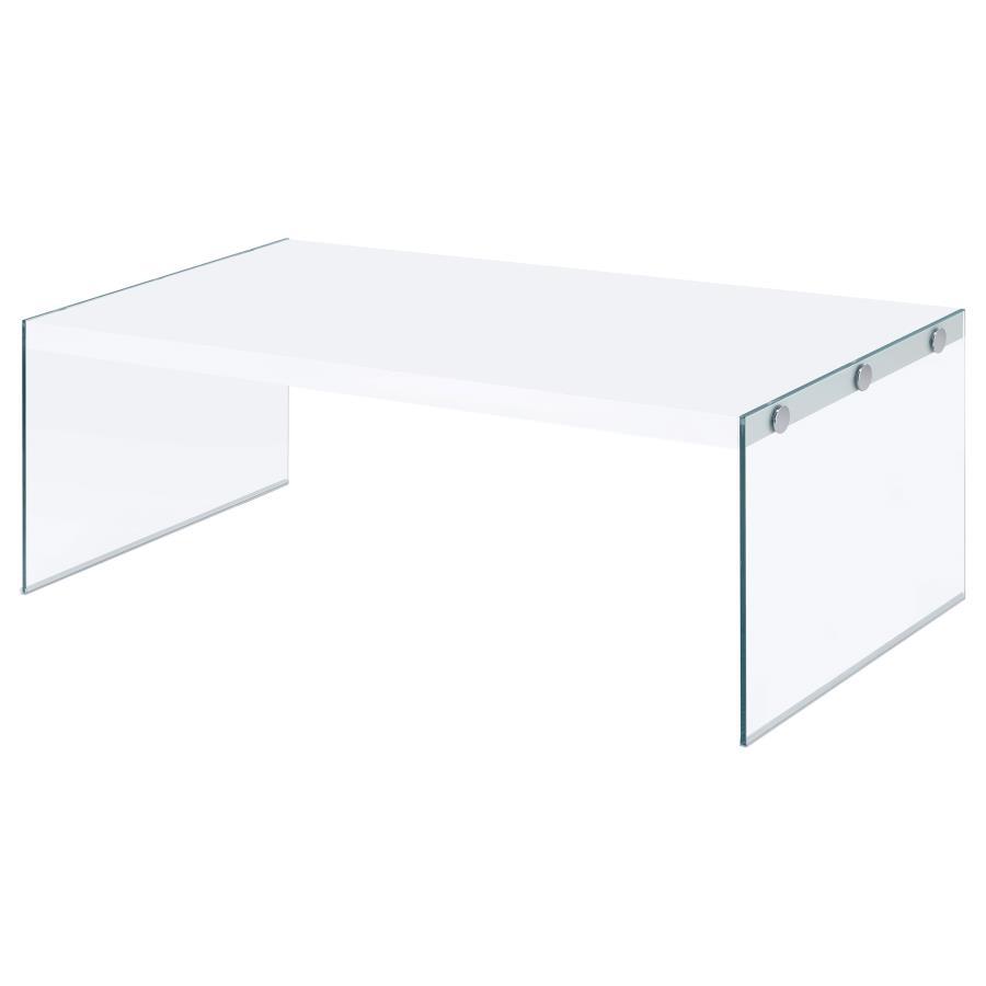 Opal - Rectangular Glass Frame Coffee Table - White High Gloss