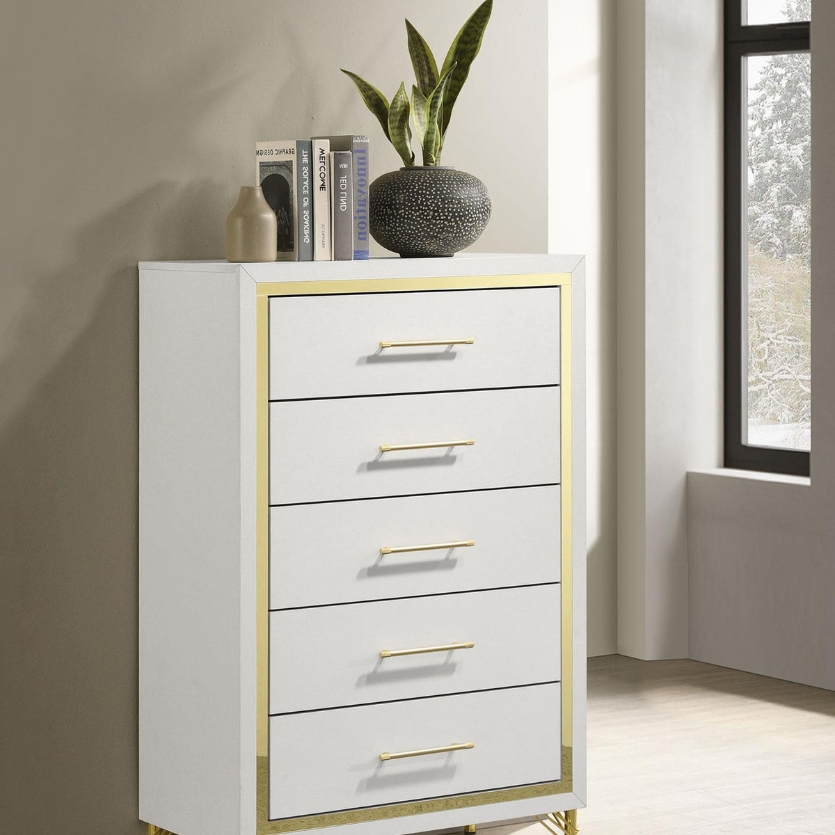 Lucia 5-drawer Bedroom Chest of Drawers White