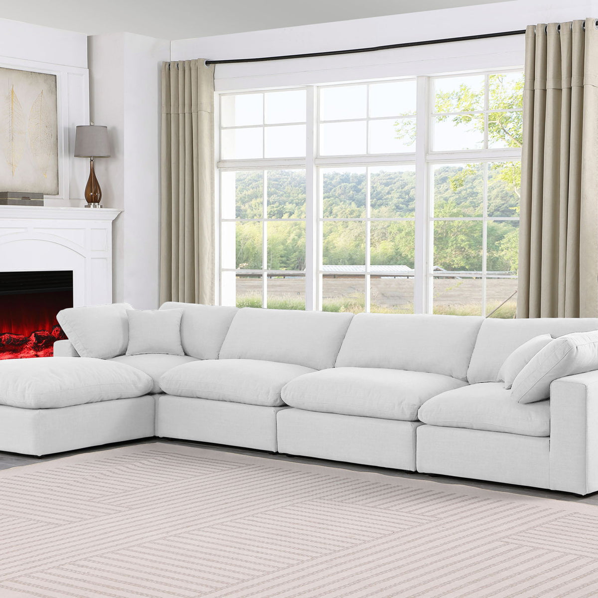 Comfy - 5 Piece Linen Modular Sectional With Chaise