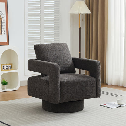 29.13' W Square Swivel Accent Chair, Modern Rotating Arm Chair with Open Back,360 Degree Rotation, Lounge Club Chair with Removable Back Cushion for Living Room, Hotel, Bed Room, Charcoal