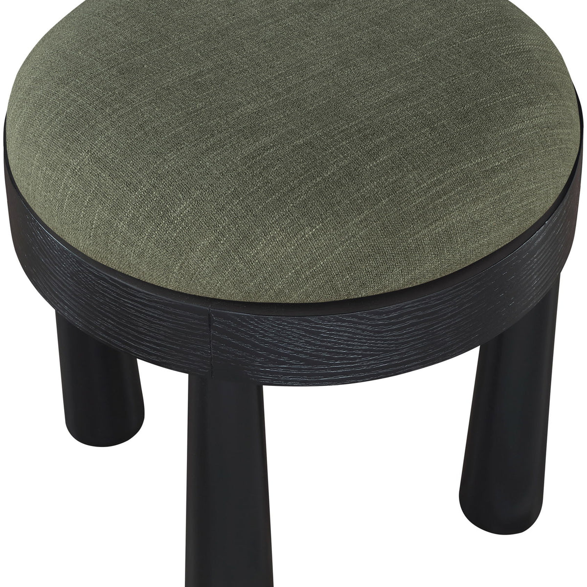Larea - Linen Textured Fabric Ottoman - Black Base