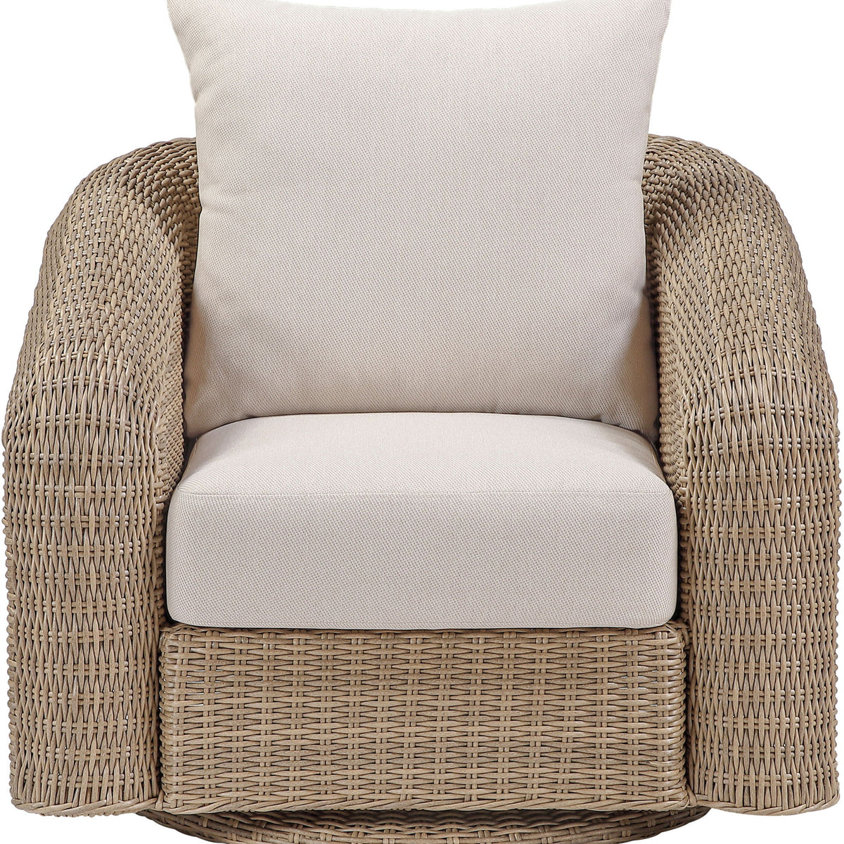 Seacrest - Olefin Water Resistant Fabric And Wicker Outdoor Patio Swivel Chair