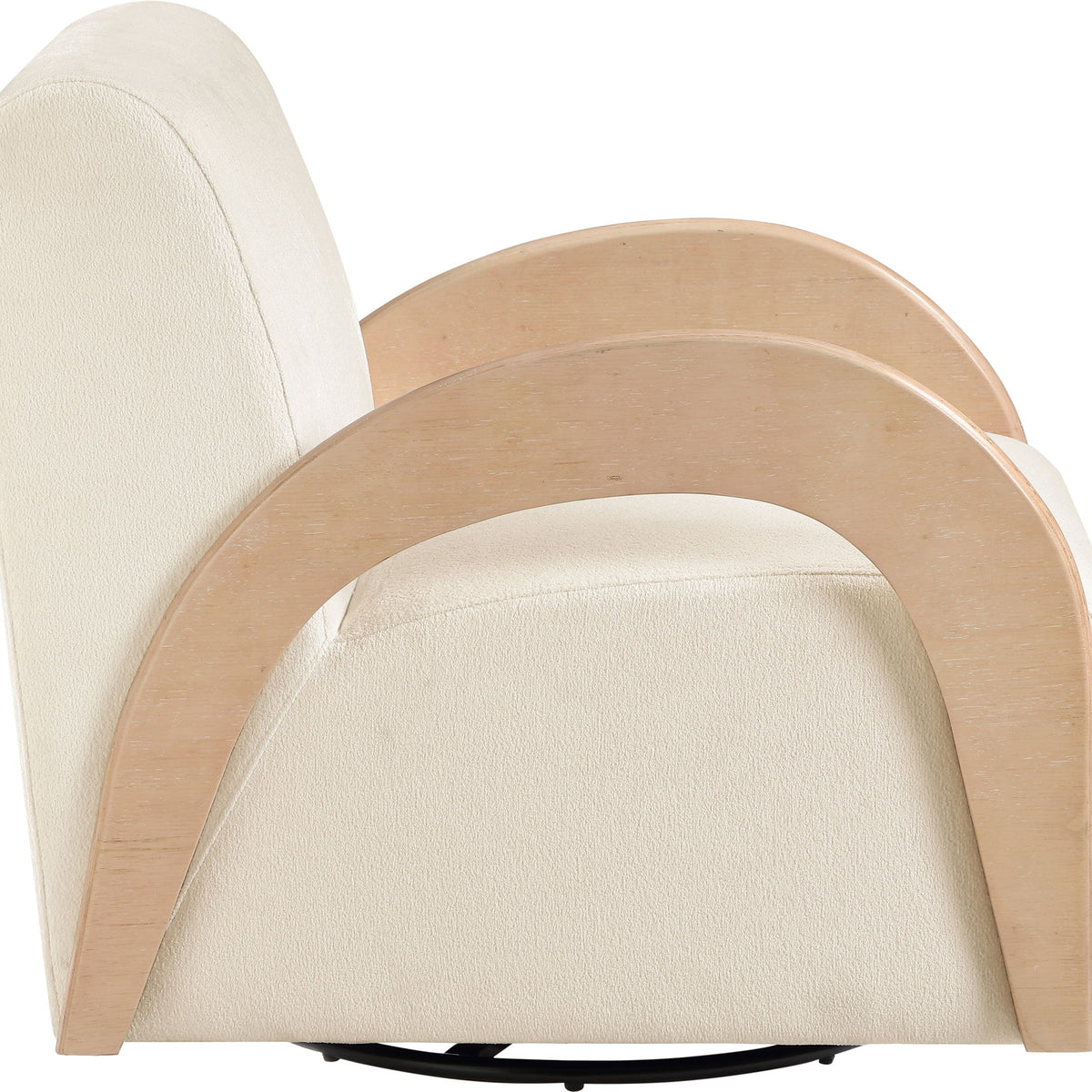 Neria - Chenille Fabric Upholstered Swivel Accent Chair - Cream / Painted Natural