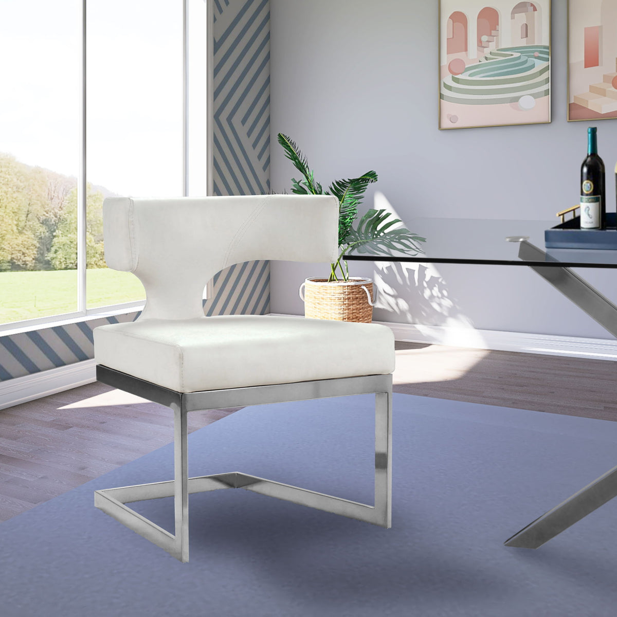 Alexandra - Dining Chair with Chrome Legs