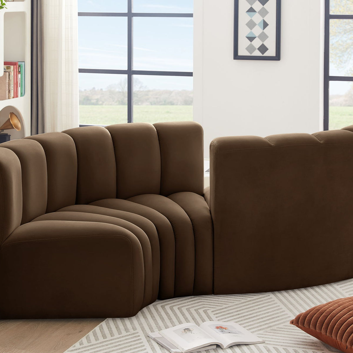 Arc - Velvet 4 Piece Curved Modular Sofa