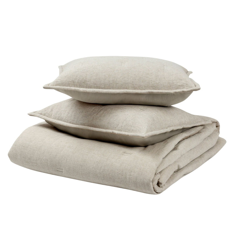 Natural comforter sham set stacked, square sham with envelope-style opening