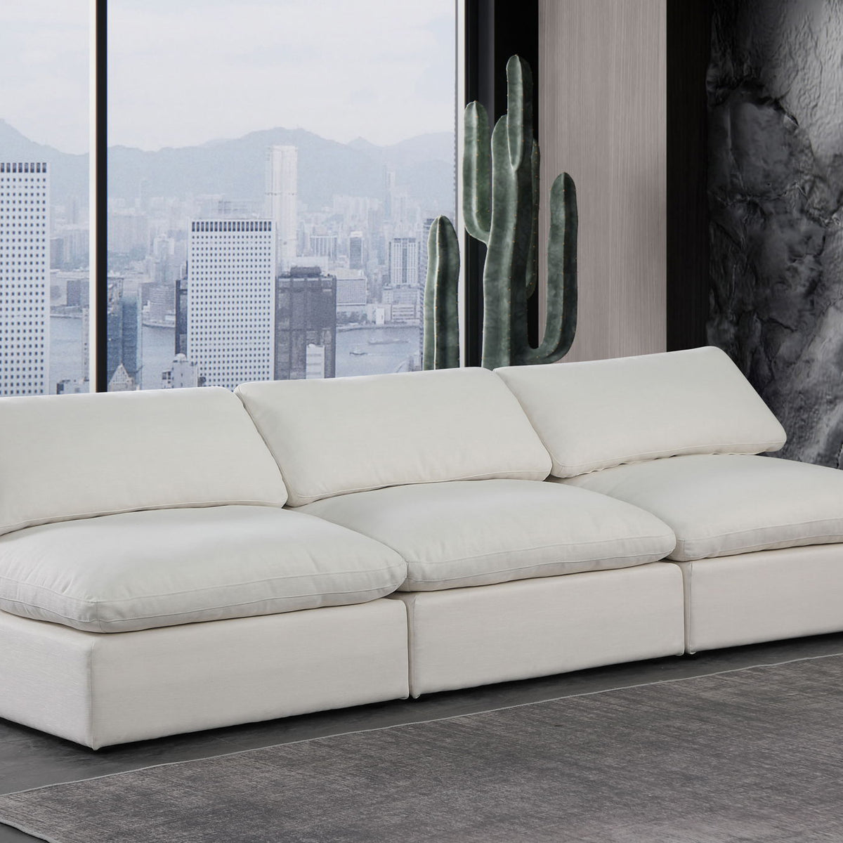 Comfy - Linen Modular Armless Sofa 3 Seats