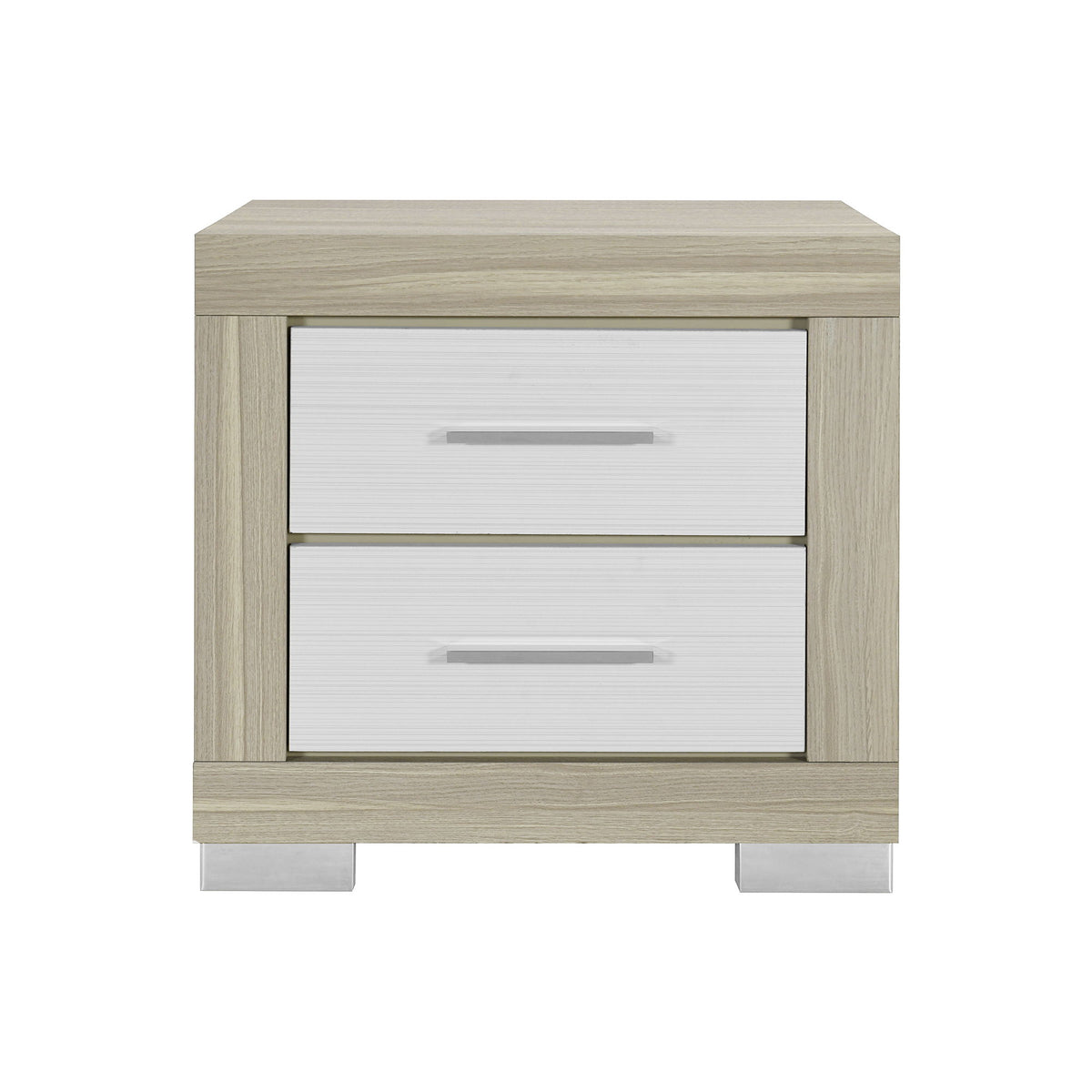 Elsa - 2 Toned Nightstand With Bar Handle And Spacious Drawers