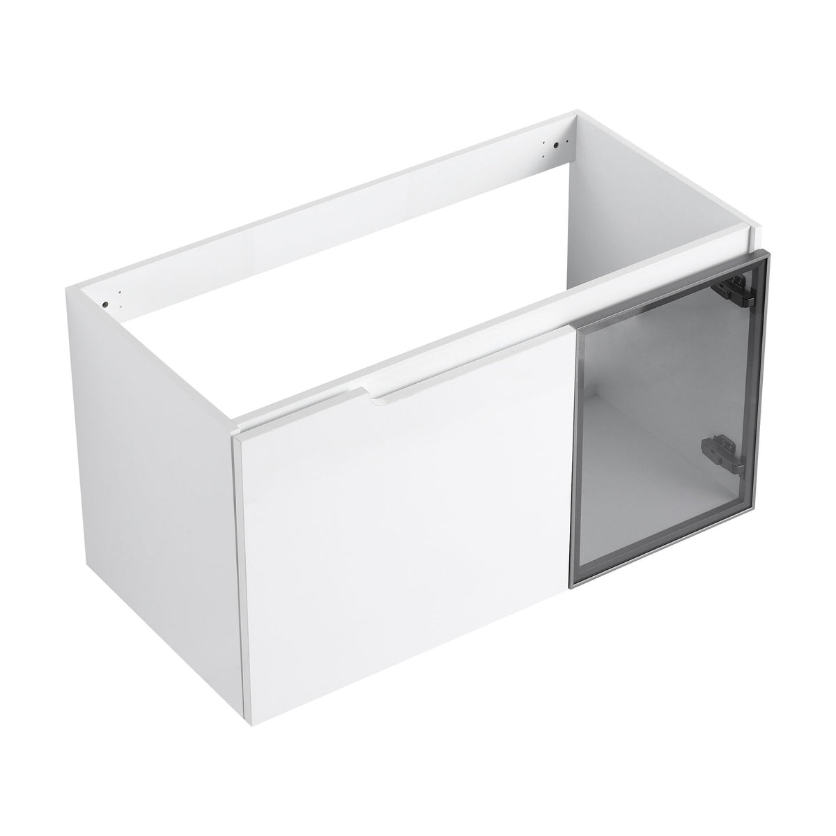 36" (35 1 / 4") Wall Mounted Bathroom Vanity, Cabinet With Half Door (Excluding Sink) - Glossy White