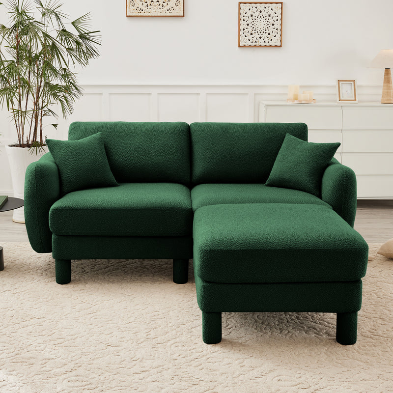 2-Seater Boucle Loveseat - Green Boucle