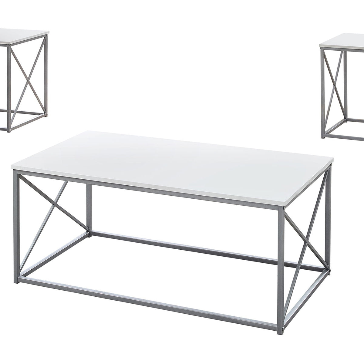 Table Set, Coffee, End, Side, Accent, Living Room, Contemporary, Modern (Set of 3) - White