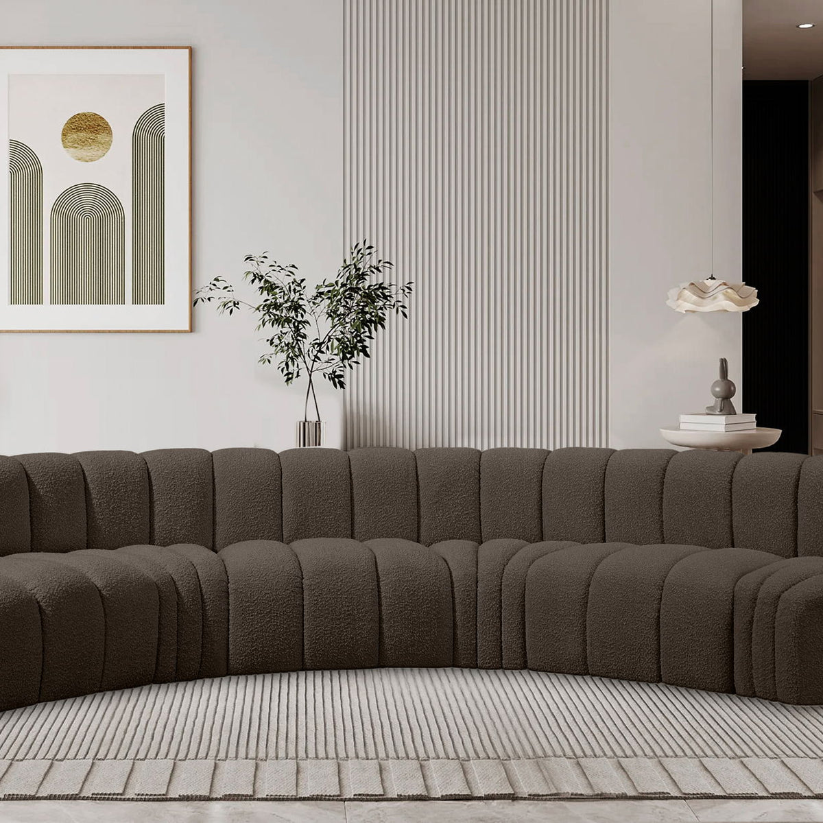 Arc - Boucle Fabric 6 Piece U-Shaped Modular Sofa