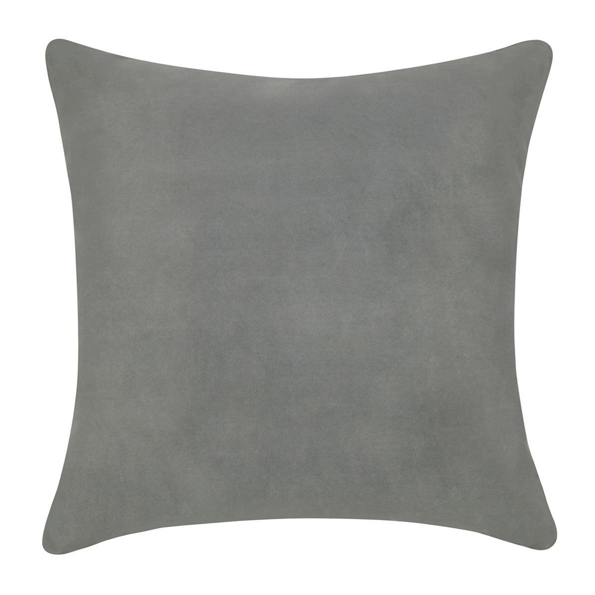 Solid gray square throw pillow with smooth fabric