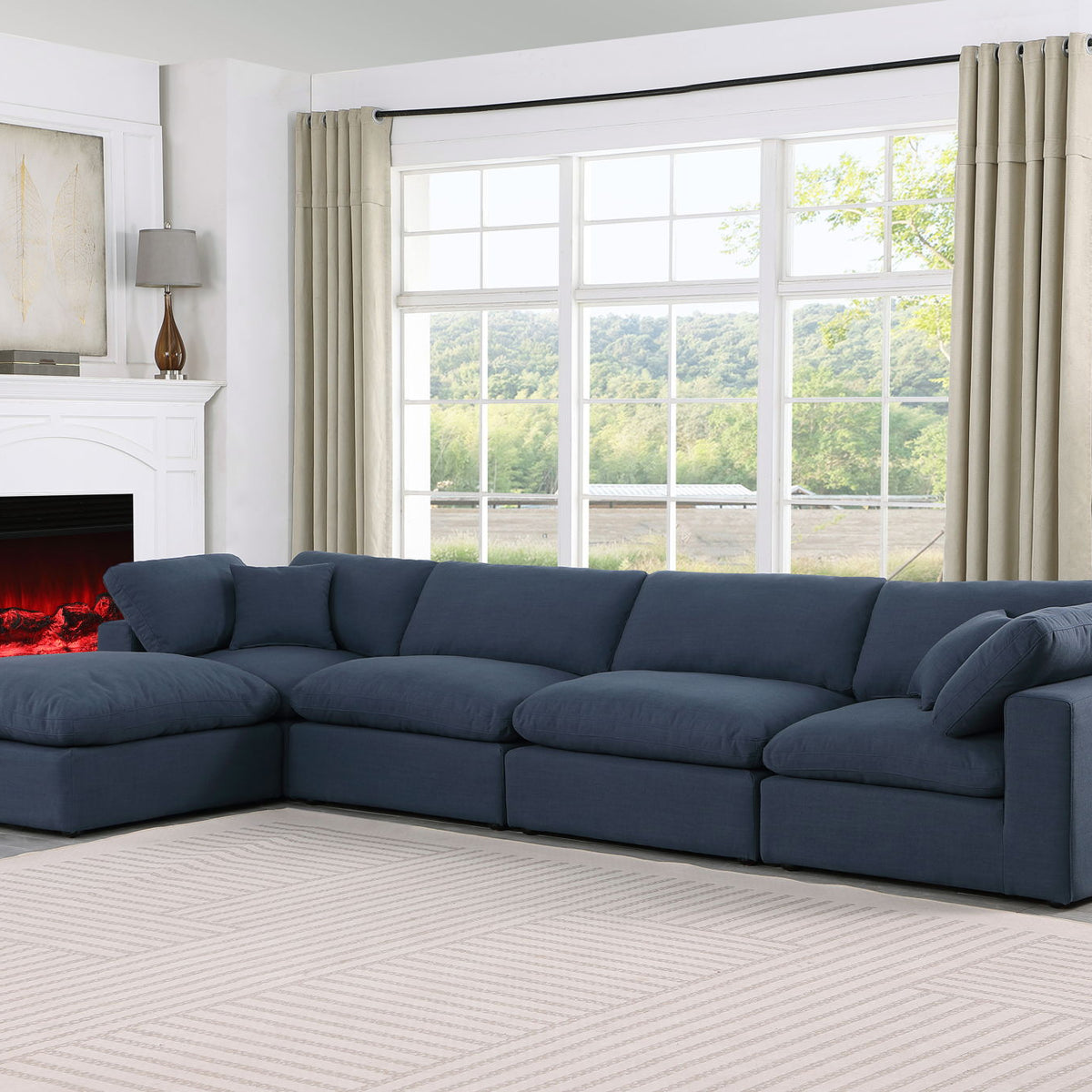 Comfy - 5 Piece Linen Modular Sectional With Chaise