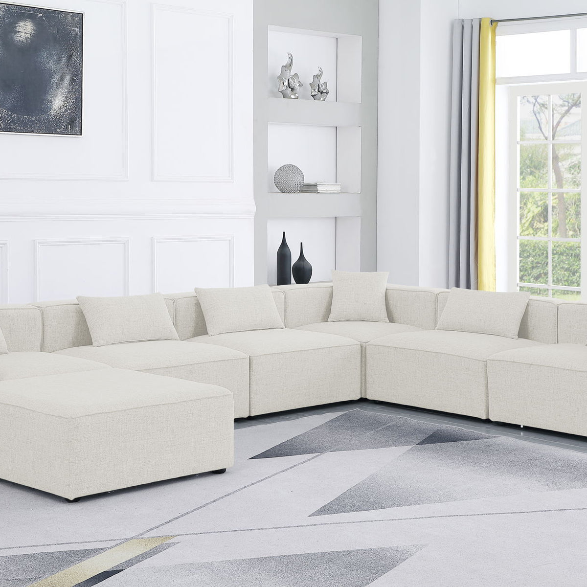 Cube - Linen 7 Piece Modular Sectional