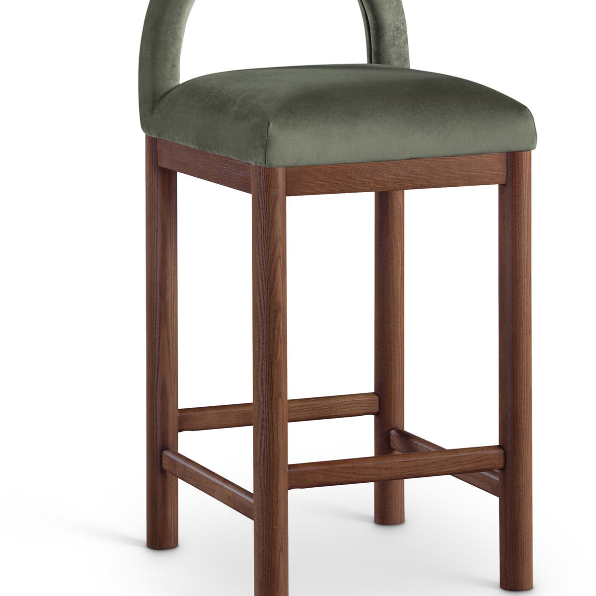 Conrad - Velvet Counter Stool With Brown Legs