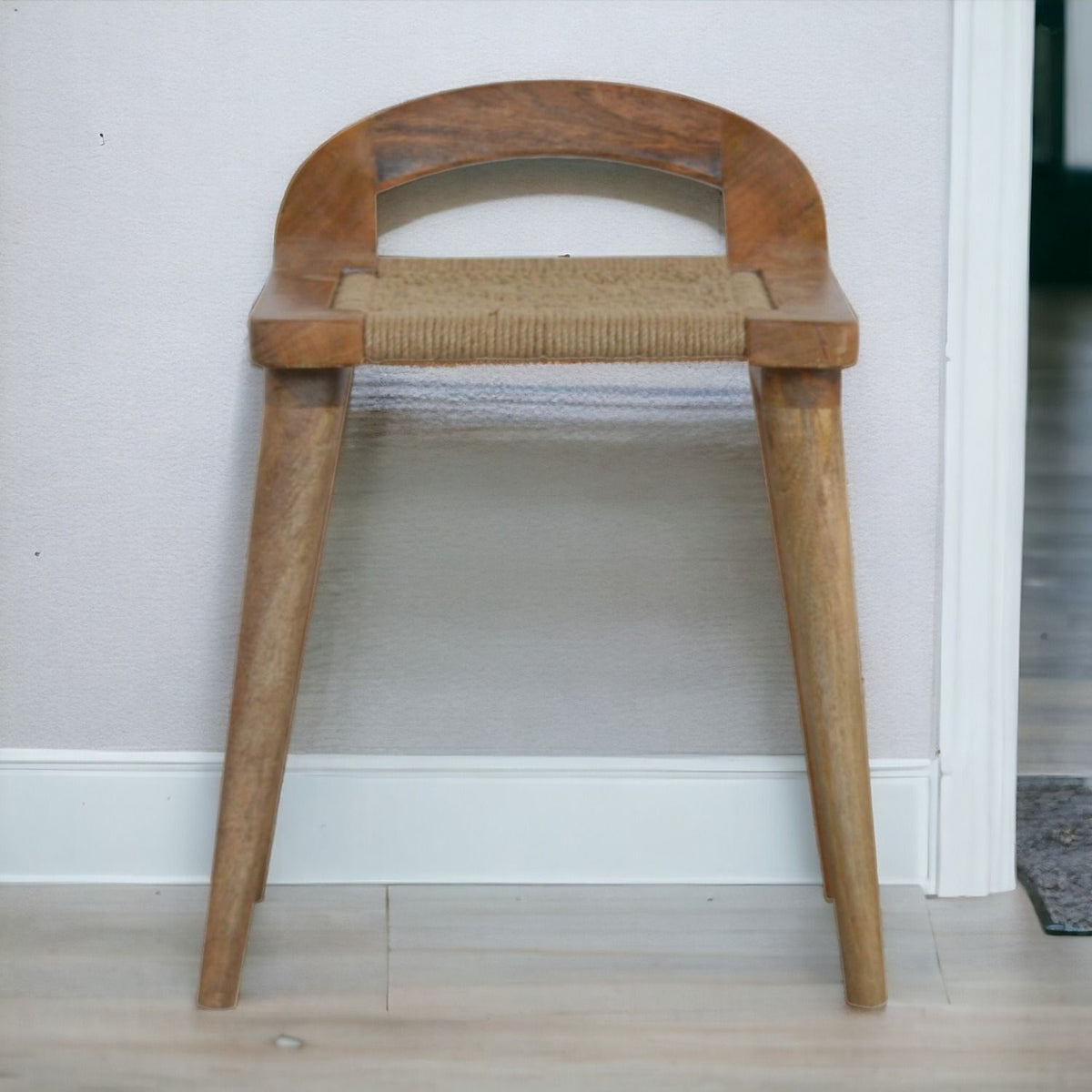 Woven Raised Back Stool - Oak
