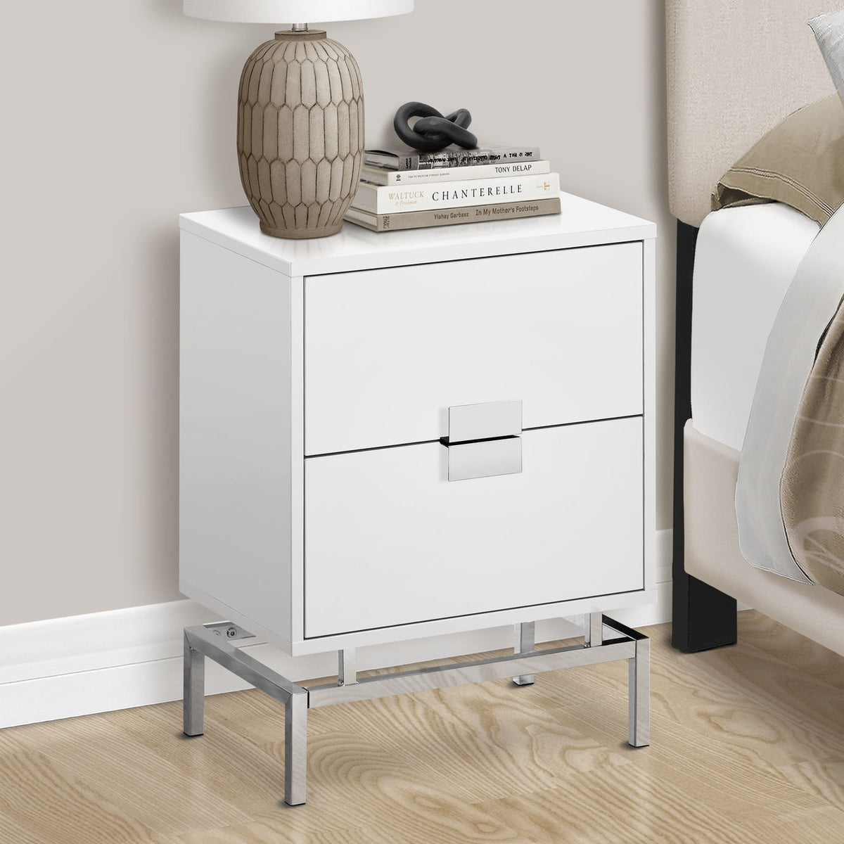 Accent Side Table, Storage Drawer, Modern Design
