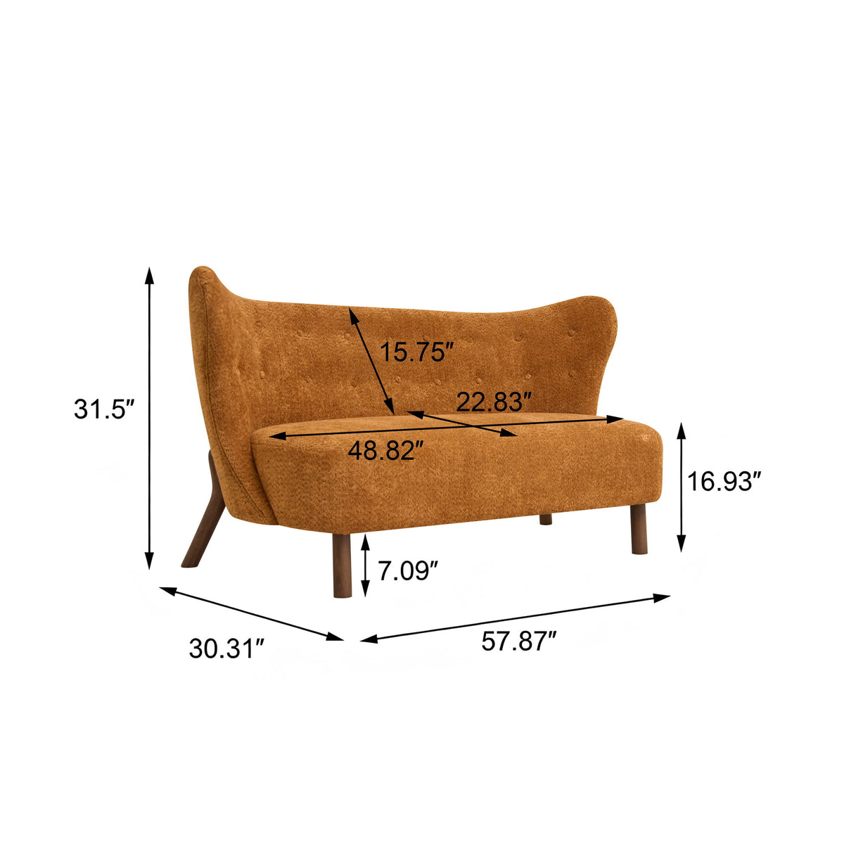Nordic Chair Laid Back Loveseats With Curved Backres, No Armrests