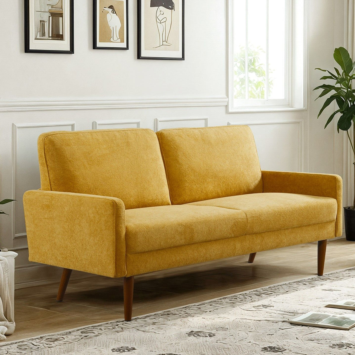 Sofa, European Style With Sleek Design, Modern & Vintage Flair, Upholstered 3 Seater Couch