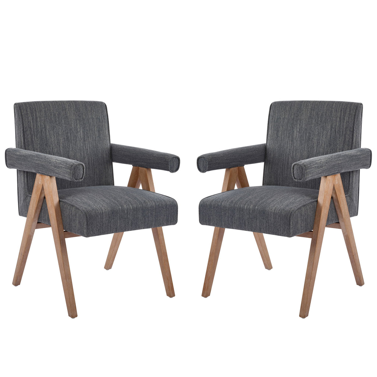 Contemporary Poppy Fabric Dining Armchair With Rubberwood Legs