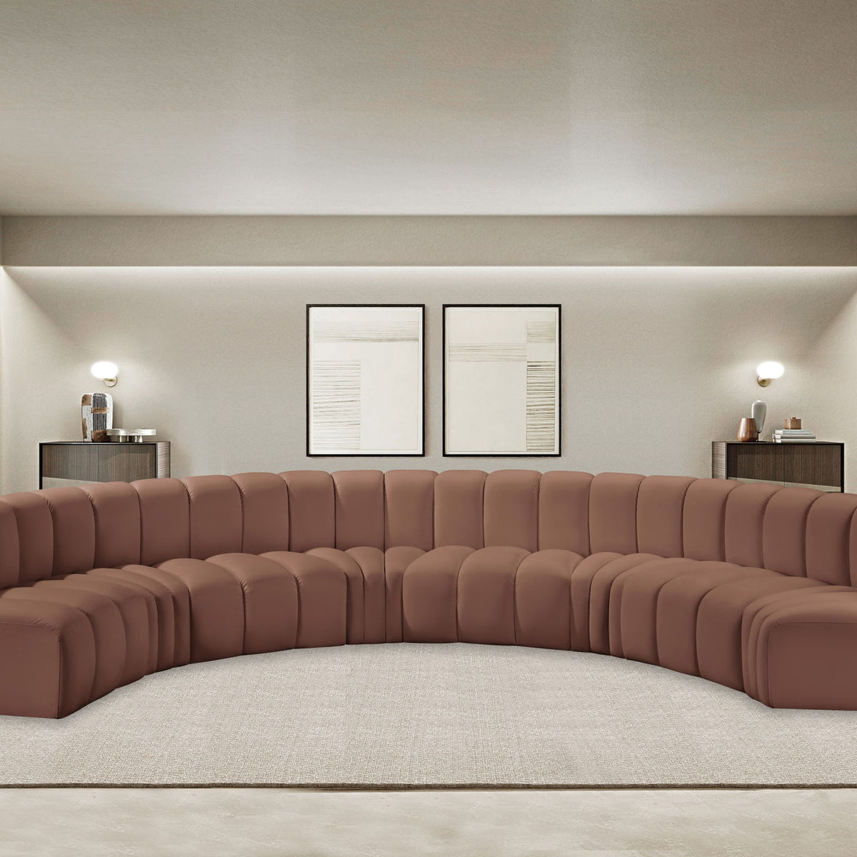 Arc - Faux Leather 8 Piece U-Shaped Modular Sofa