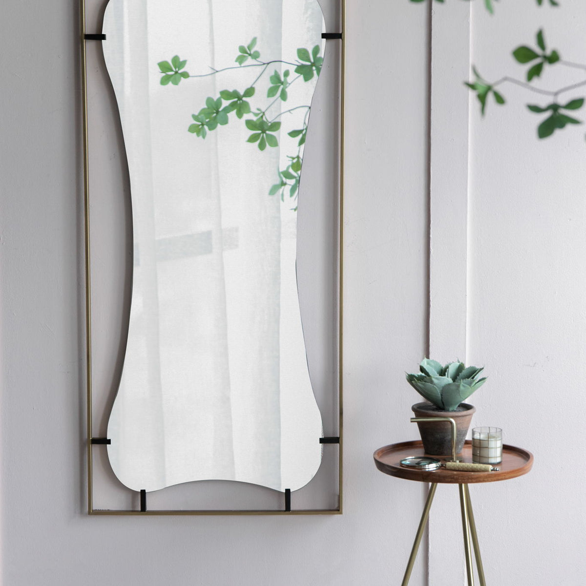 Poppy Mirror With Metal Frame Contemporary Design For Bathroom, Entryway Wall Decor
