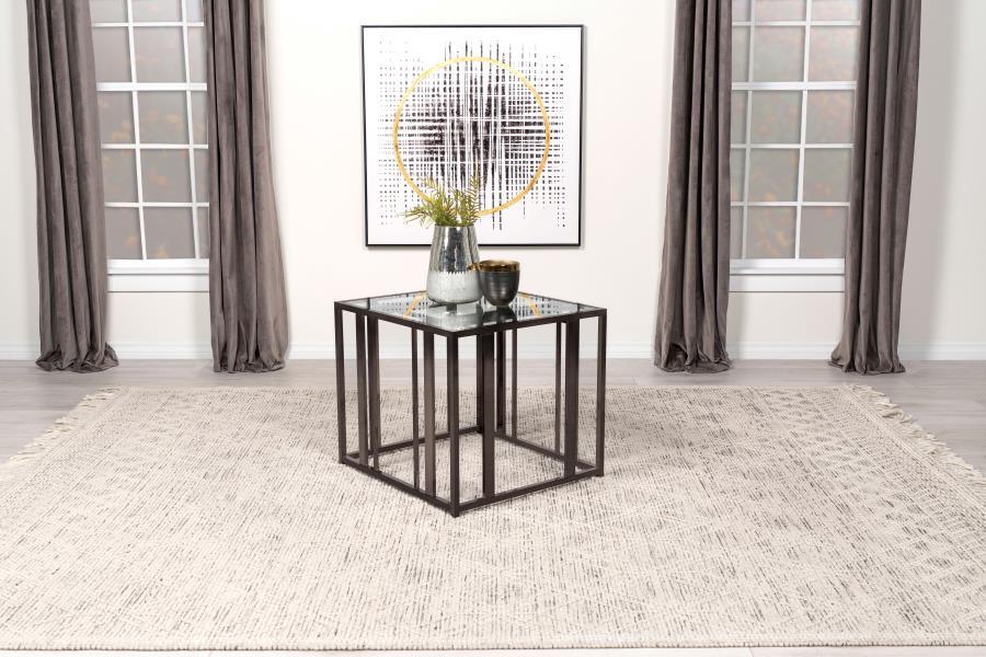 Adri - Rectangular Glass Top Side End Table