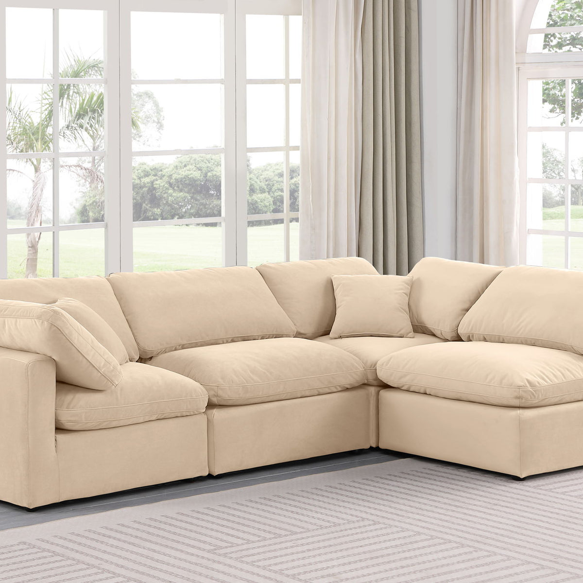 Indulge - Velvet 4 Piece Modular Sectional