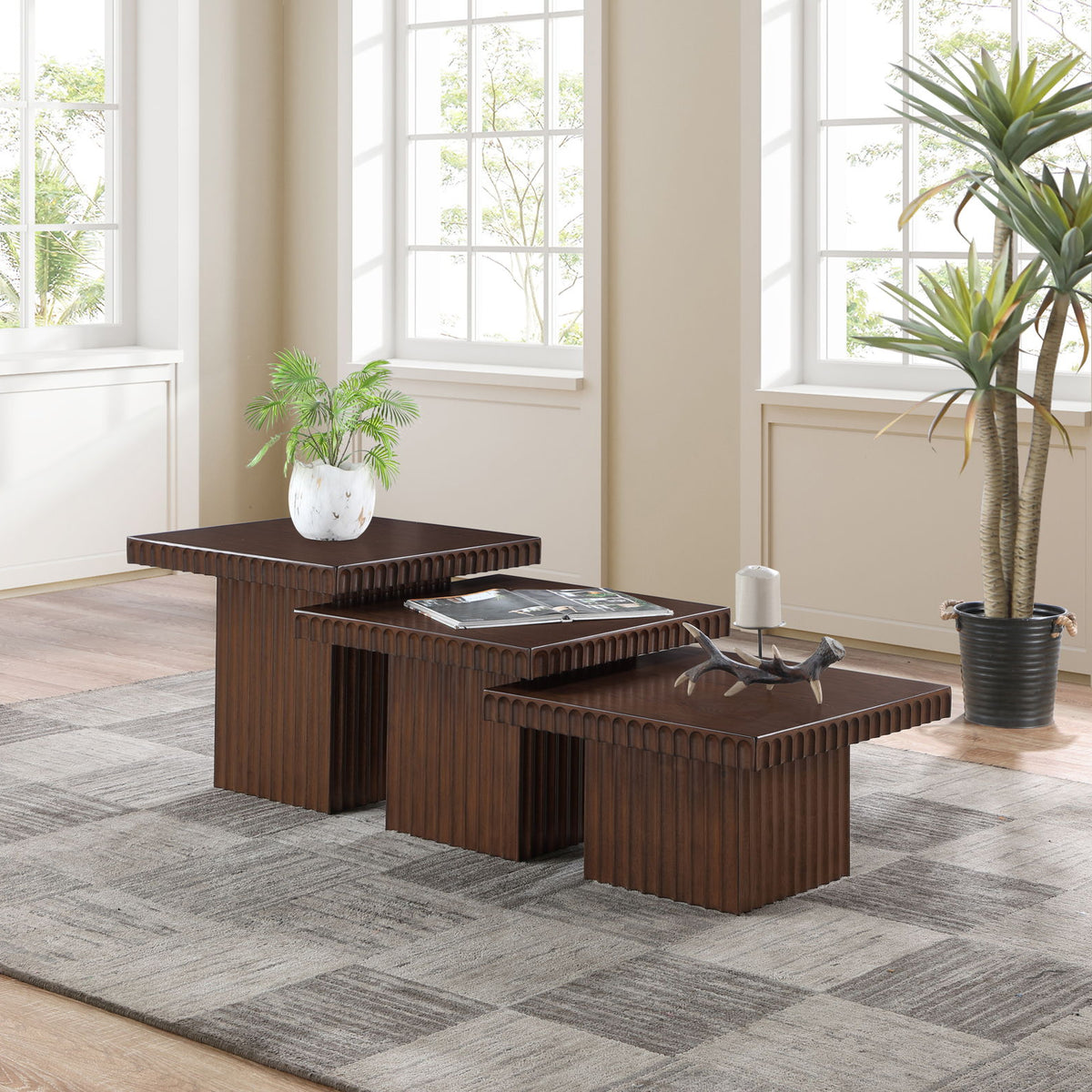 Spencer - Oak Veneer 3 Piece Coffee Tabl