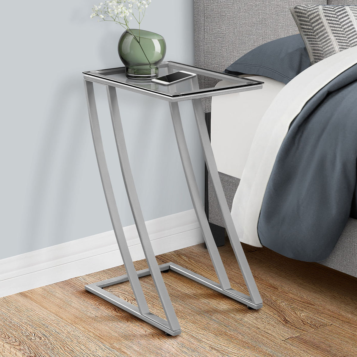 Accent Table, C - Shaped, Sturdy Construction, Contemporary & Modern