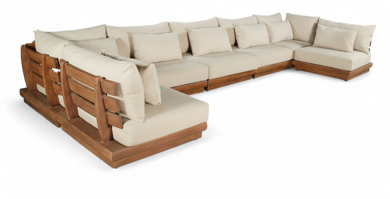 Mirella - 7 Piece Water Resistant Fabric Upholstered Outdoor Patio Modular Sectional