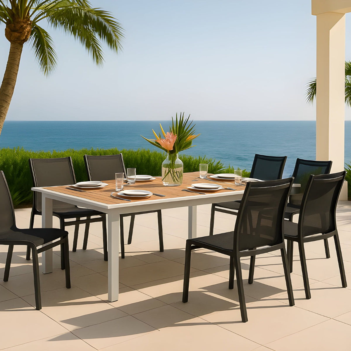 Nizuc - Outdoor Patio Dining Chair With Gray Frame (Set of 2)