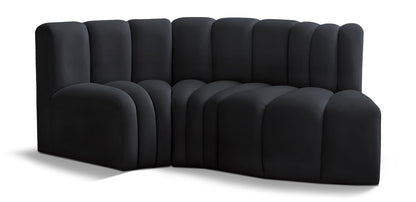 Arc - Velvet 3 Piece Modular L-Shaped Sofa
