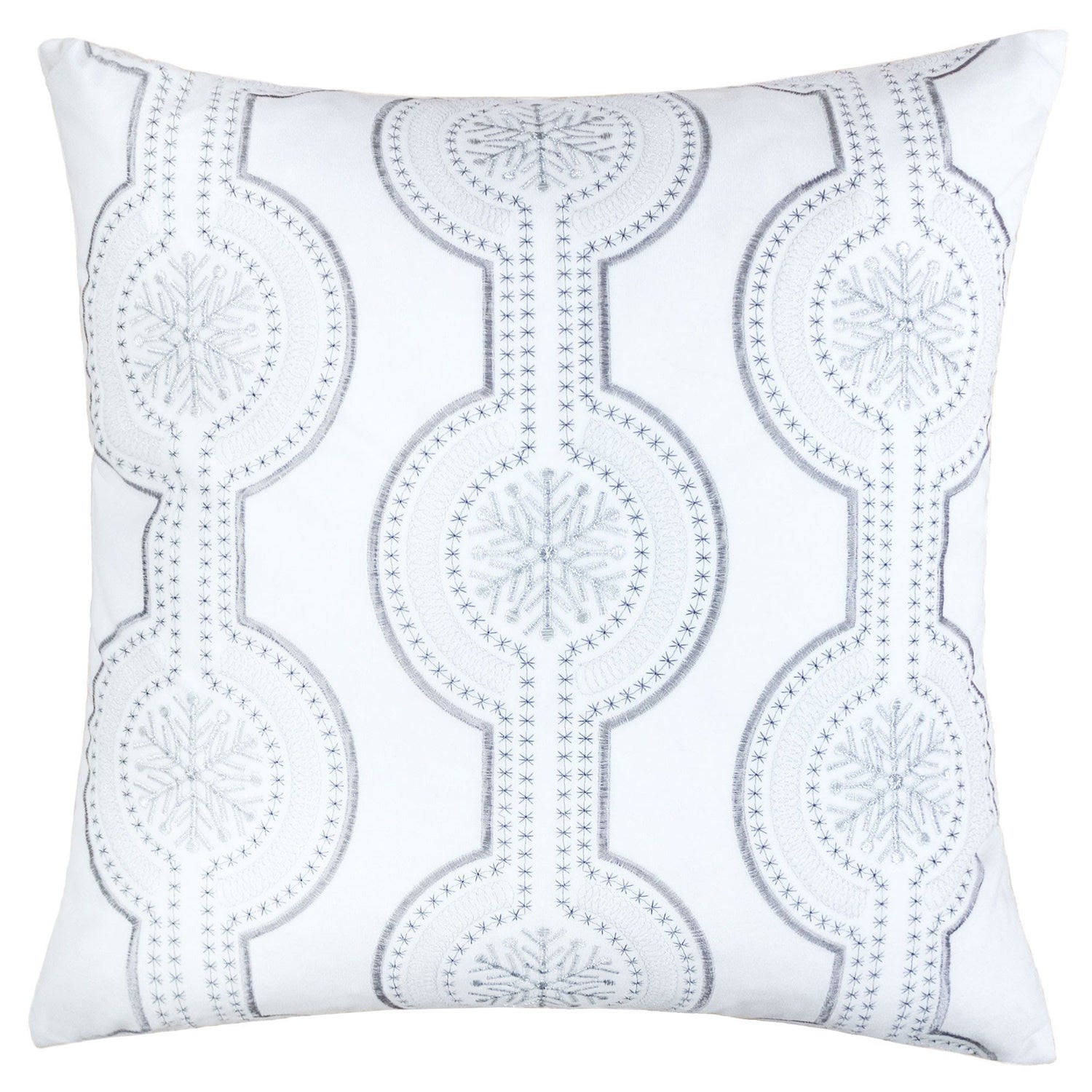 Holiday Throw Pillow With Snowflake Embroidery
