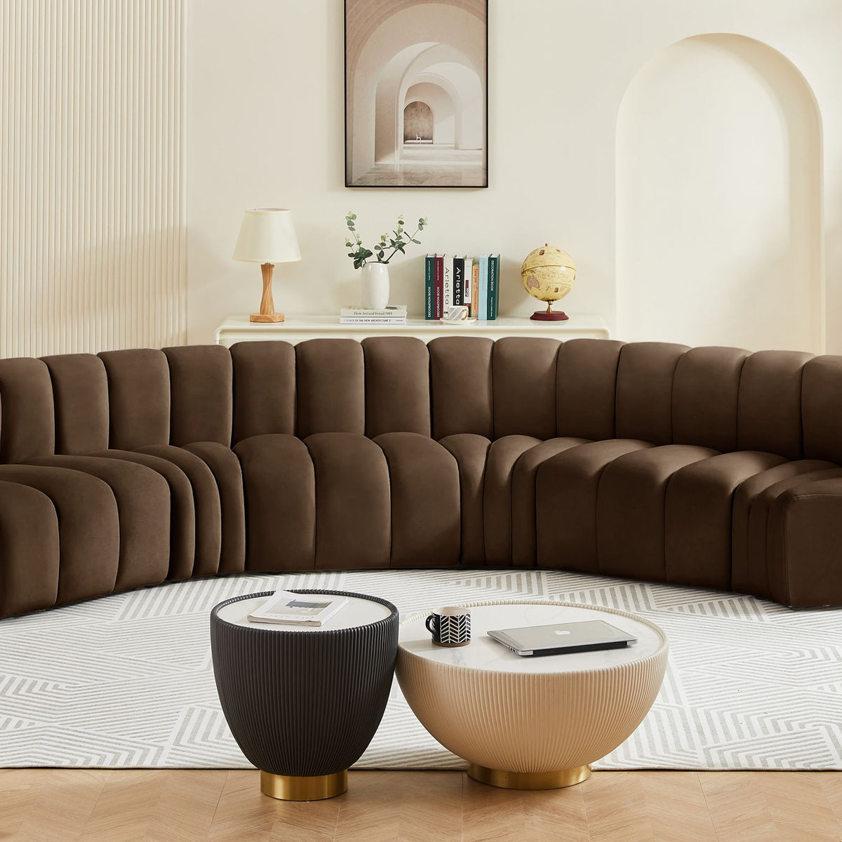 Arc - Velvet 6 Piece U-Shaped Modular Sofa