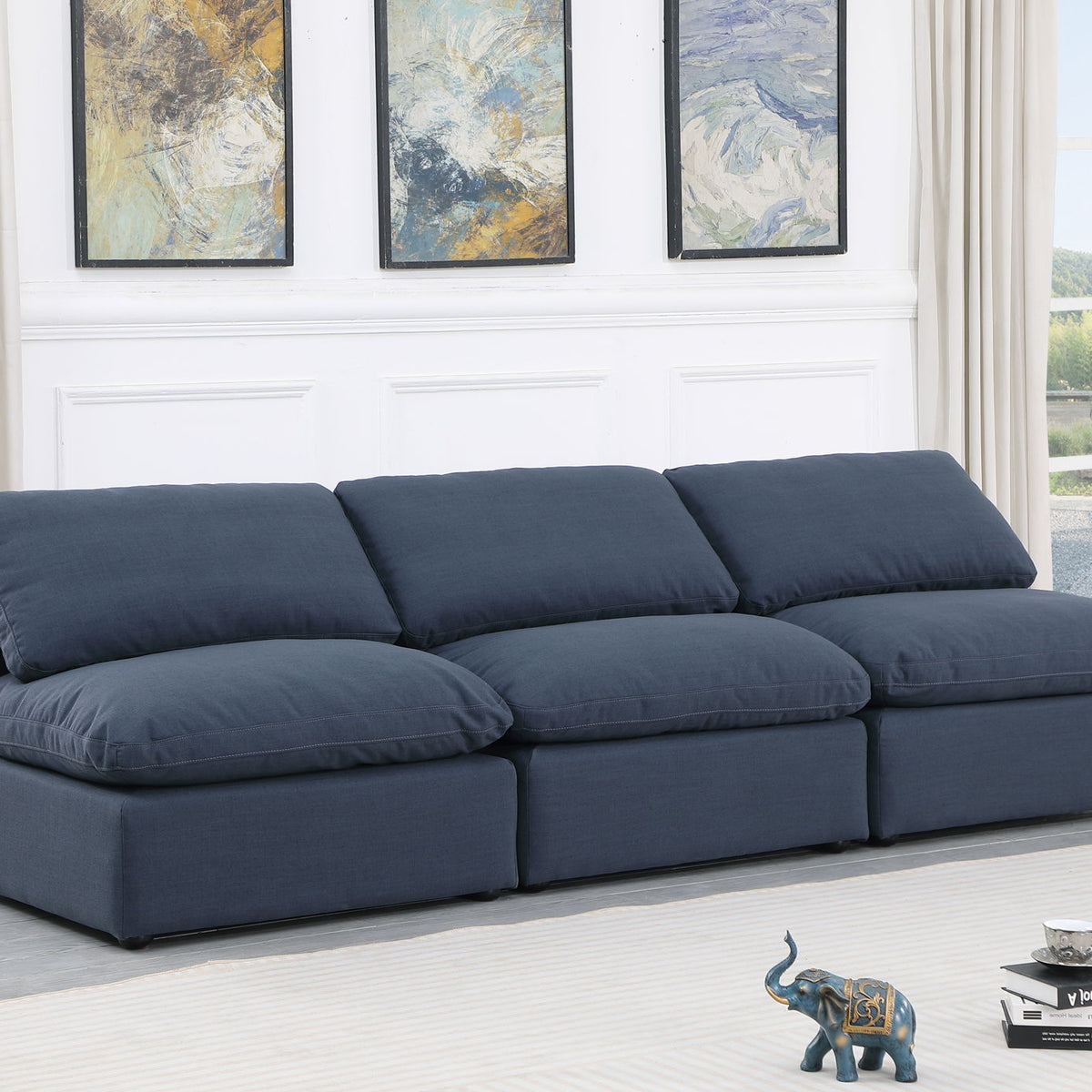 Indulge - Linen 3 Seat Modular Armless Sofa