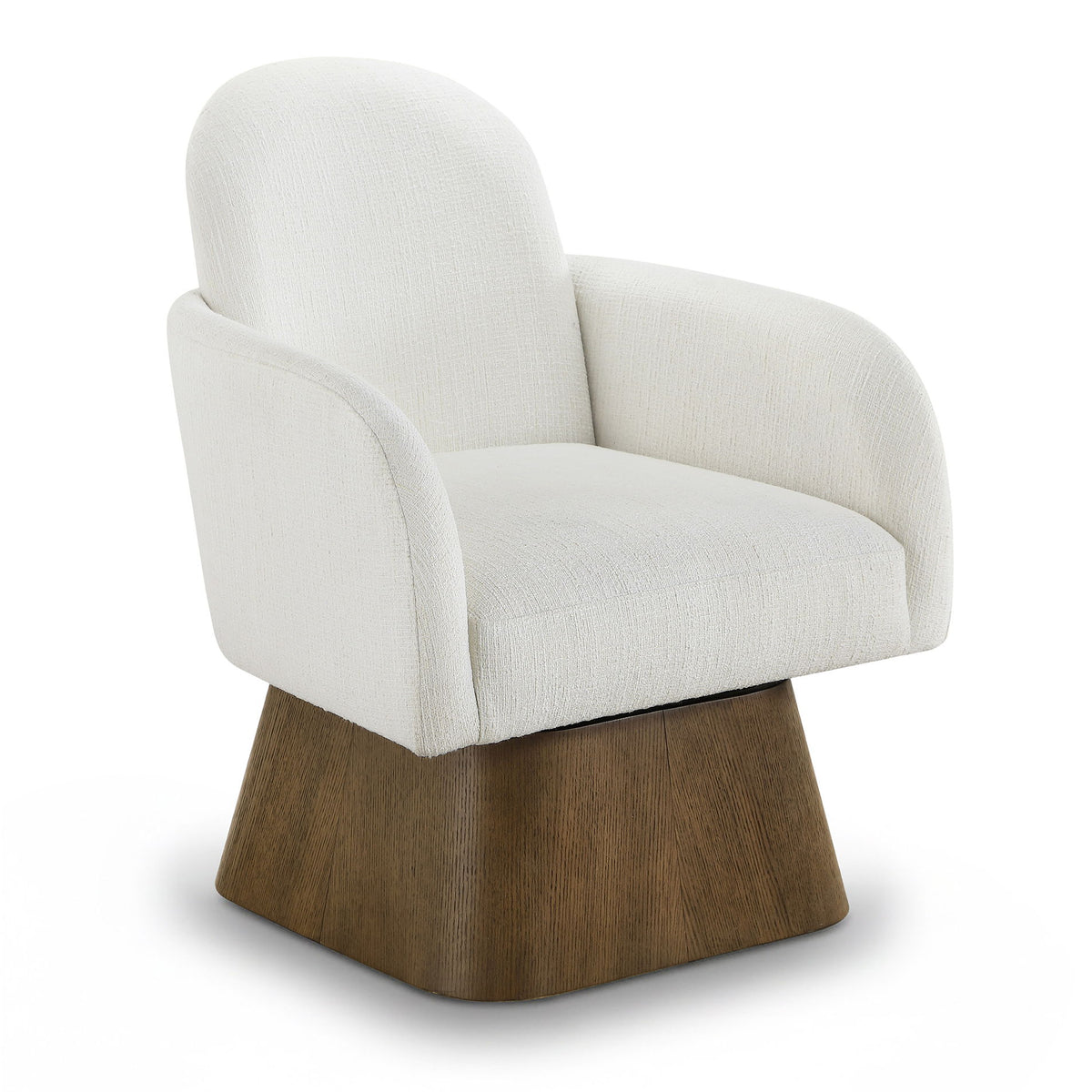 Marlowe - Linen Textured Fabric Upholstered Swivel Accent Chair - Stained Brown