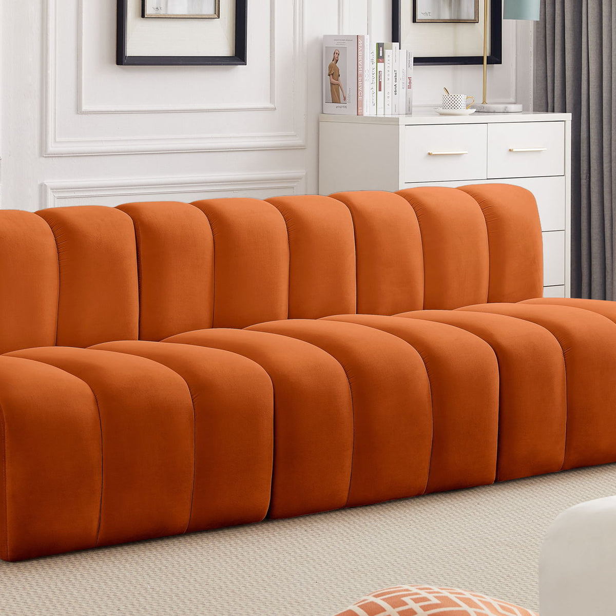 Arc - Velvet 3 Piece Modular Straight Sofa