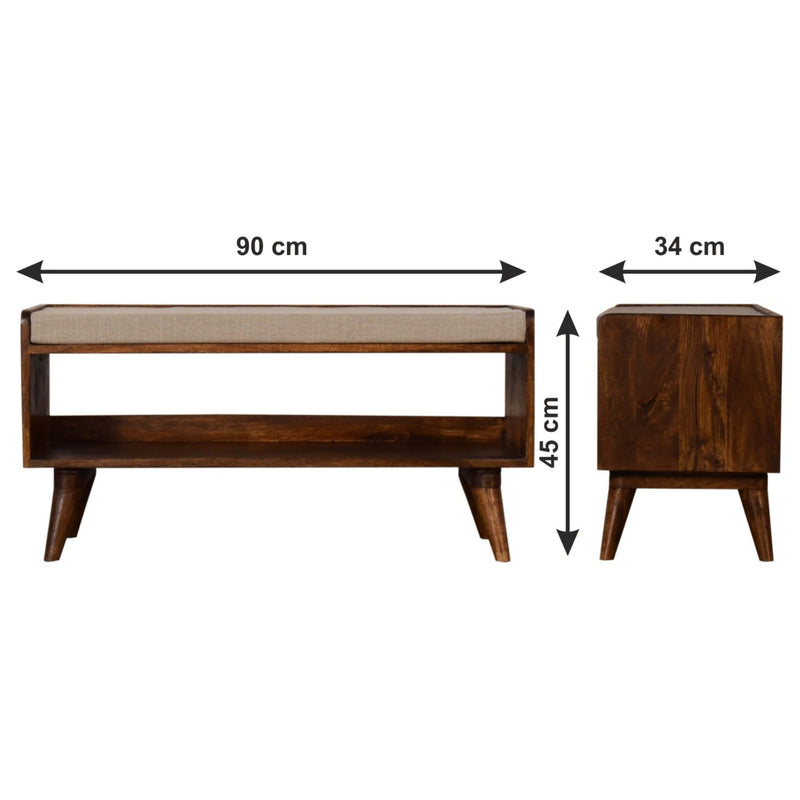 Solid Wood Bench With Upholstered Sea