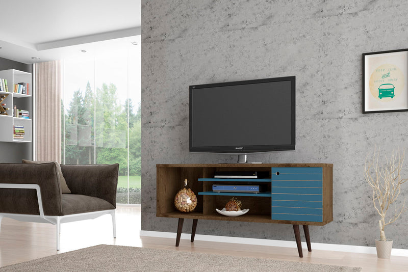 Manhattan Liberty - 53" TV Stand With Rustic Brown Frame