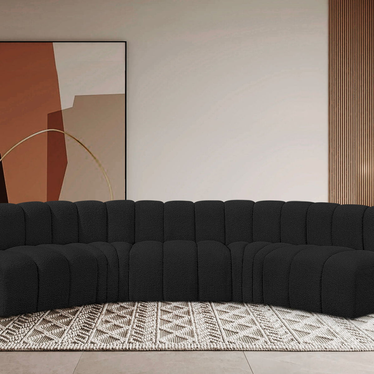 Arc - Boucle Fabric 5 Piece U-Shaped Modular Sofa