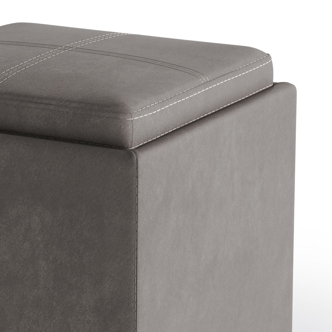 Rockwood - Upholstered Cube Storage Ottoman With Tray