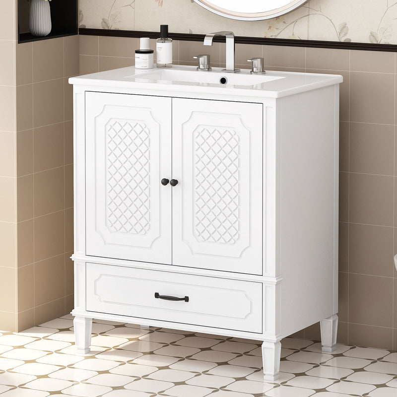 Vintage Style Bathroom Vanity With Sink, Multi Functional Storage, Soft-Closing Door