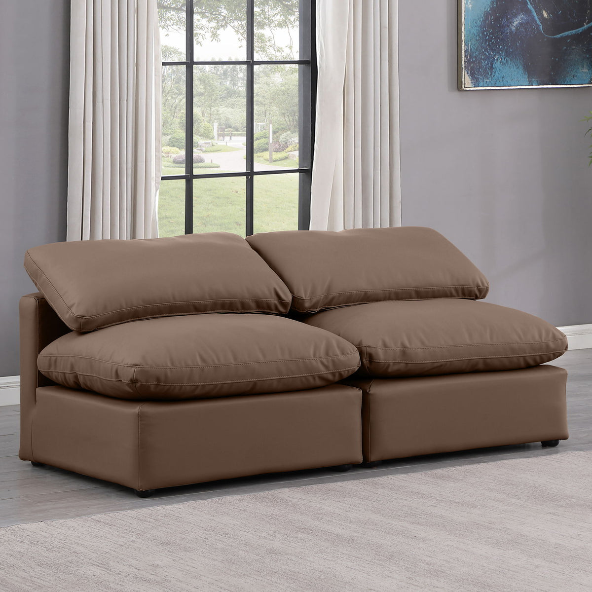 Indulge - Faux Leather 2 Seat Modular Armless Sofa