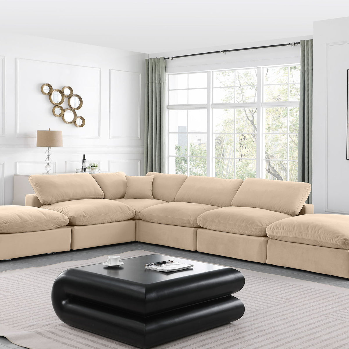 Comfy - 6 Piece Velvet Modular Sectional
