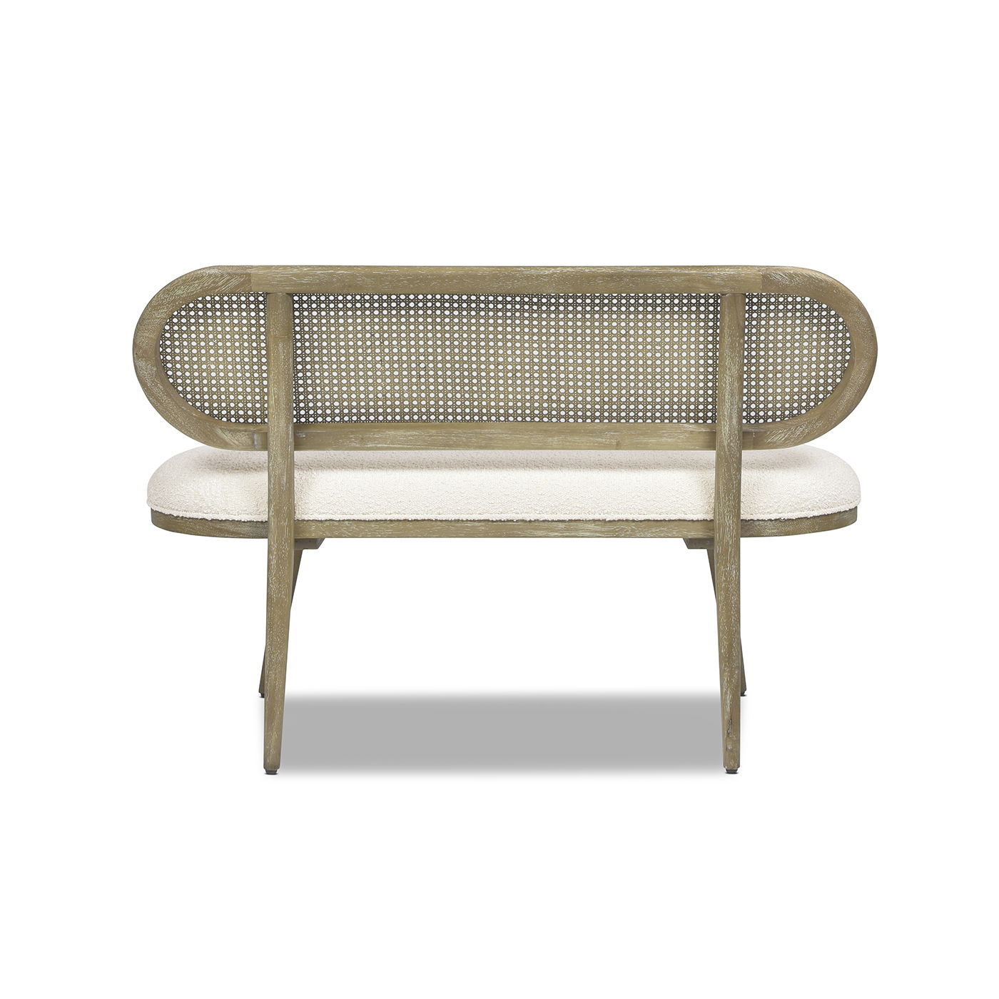 Havana - Cane Upholstered Bench Settee - Ivory White