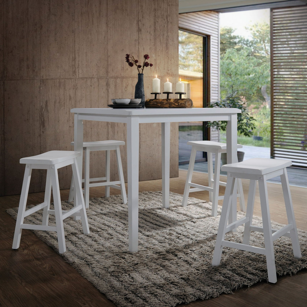 Gaucho - 5 Pieces Pack Counter Height Table Set - White